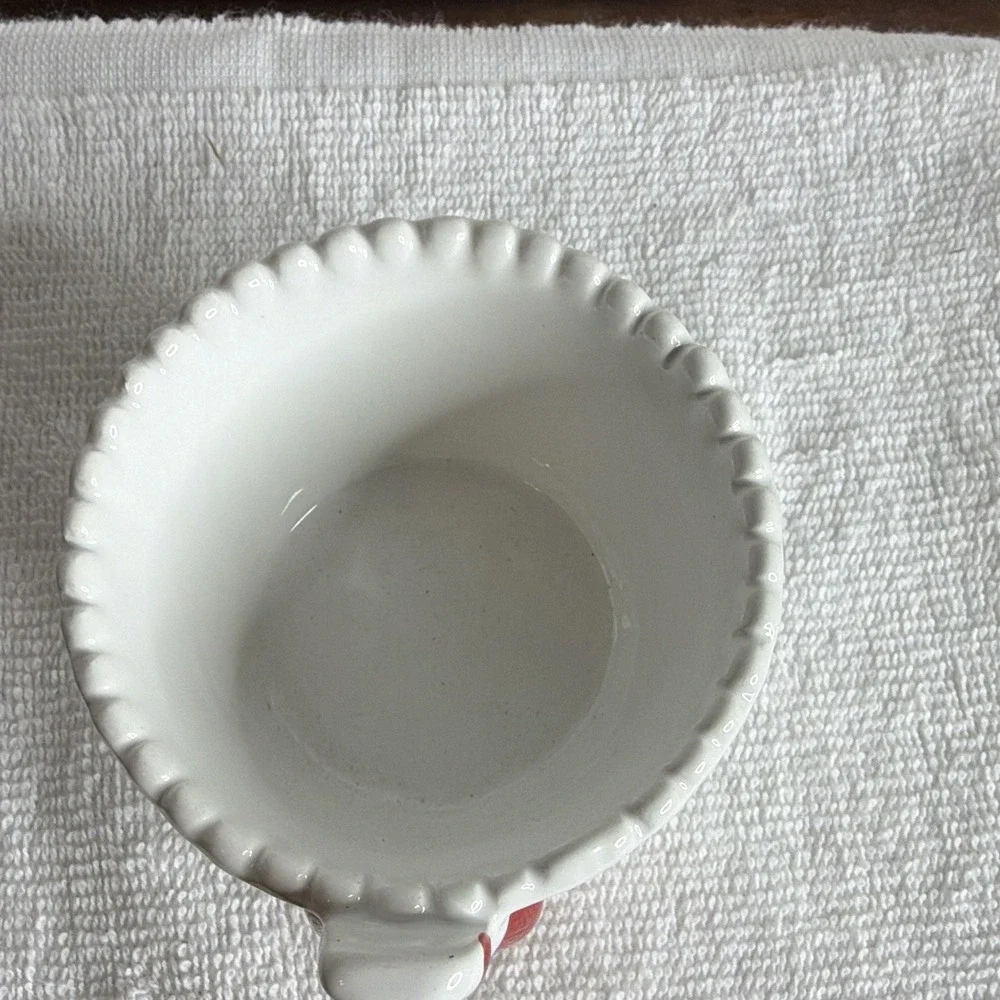 Mud Pie Ceramic Condiment Bowl Set of 3 White Round Scalloped Rim Trust in Must